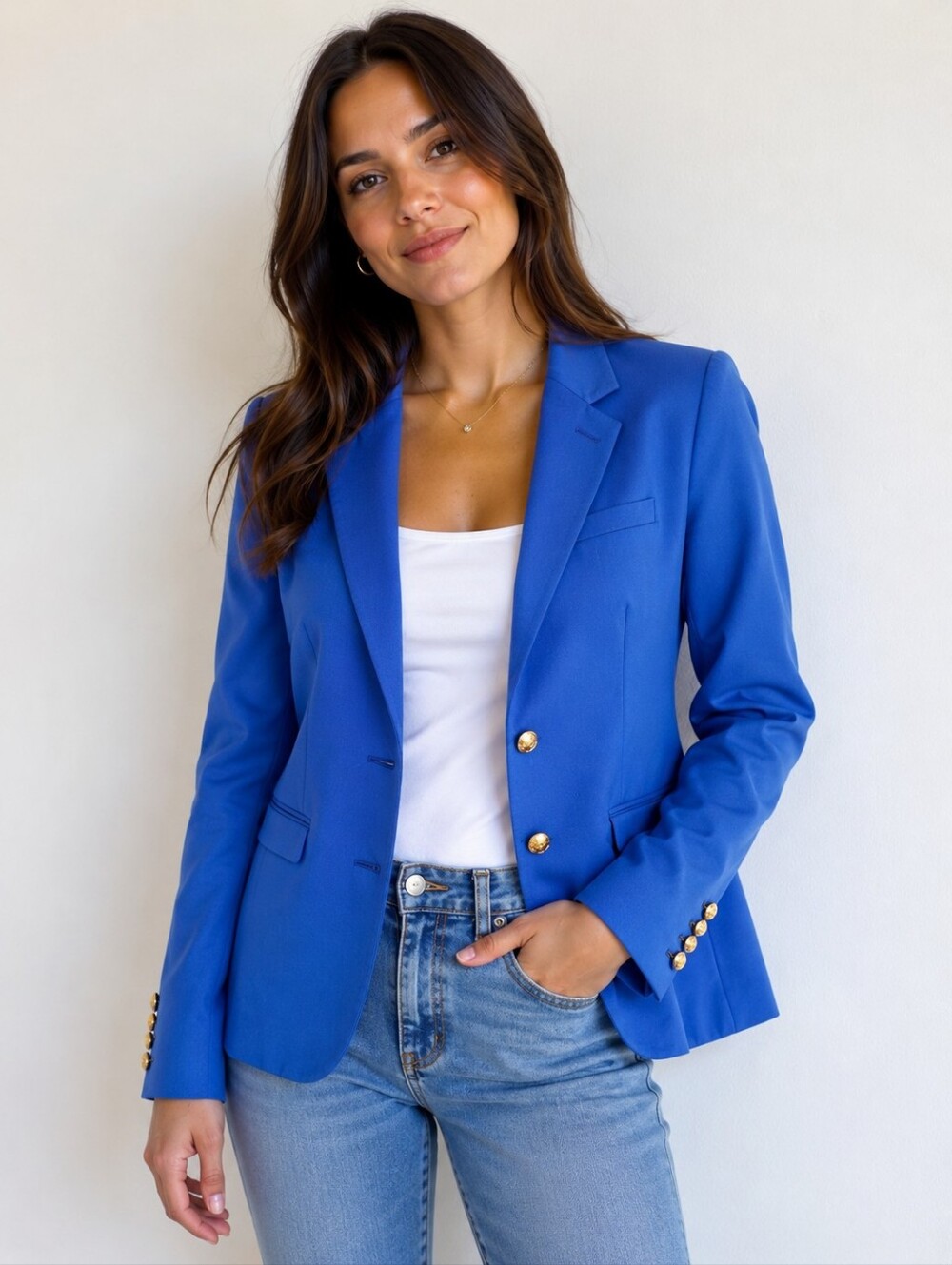 J.Crew Schoolboy Women's 100% Wool Luxury Blazer Royal Blue/Gold Buttons 2 XS/S